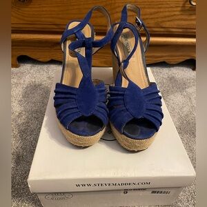 Steve Madden Navy Espadrille Wedges